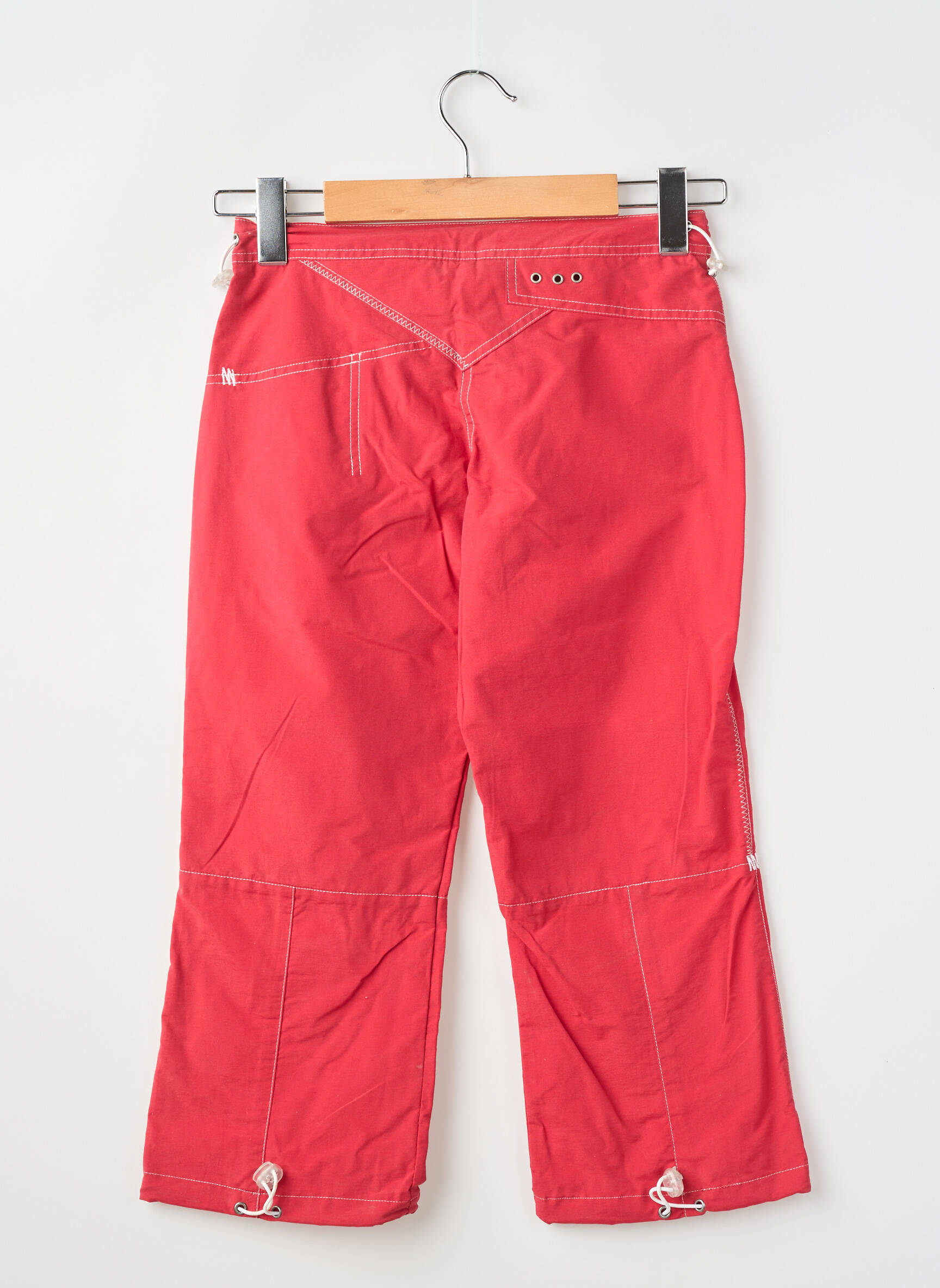 Pantalon droit fermeture zippée sous rabat boutonné taille ajustable rouge MONDACA fille