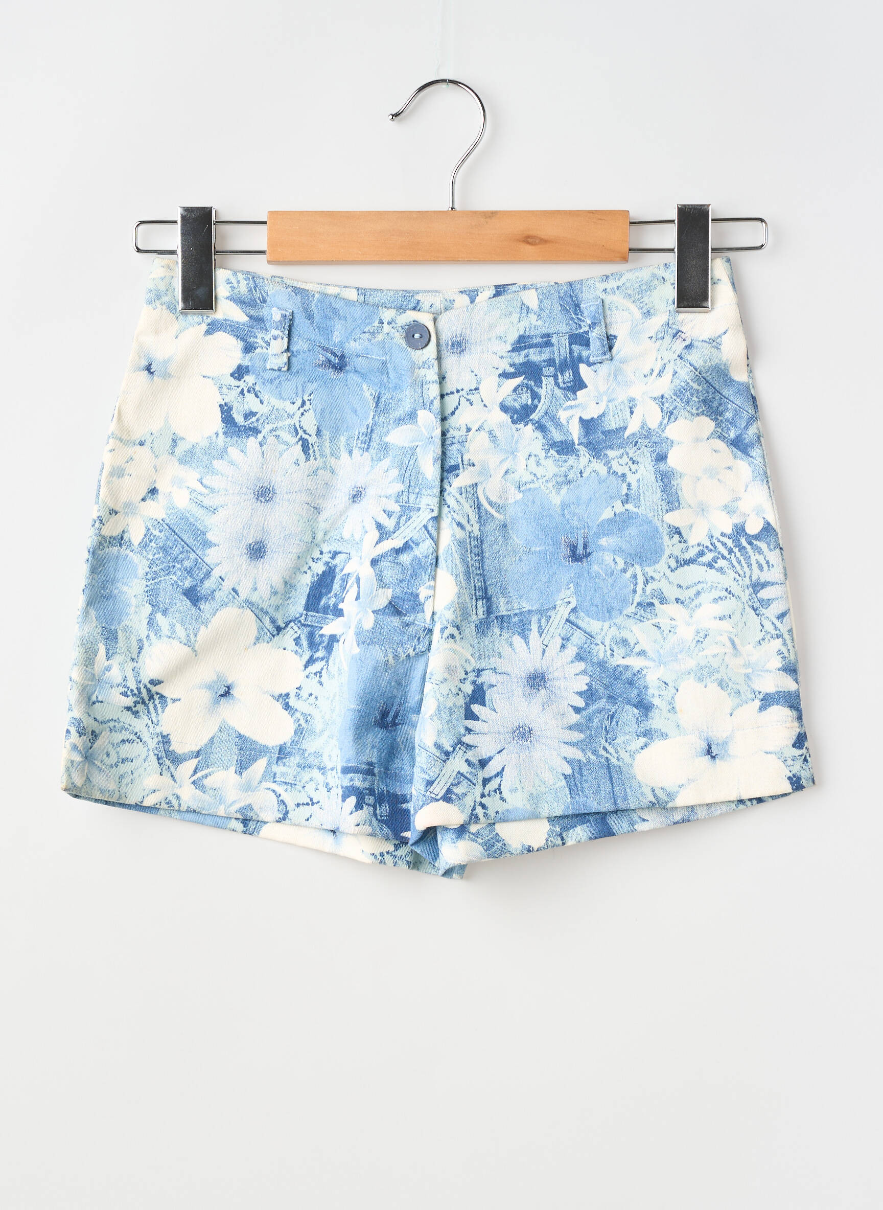 Short tissage denim taille haute bleu LUCCHINI femme
