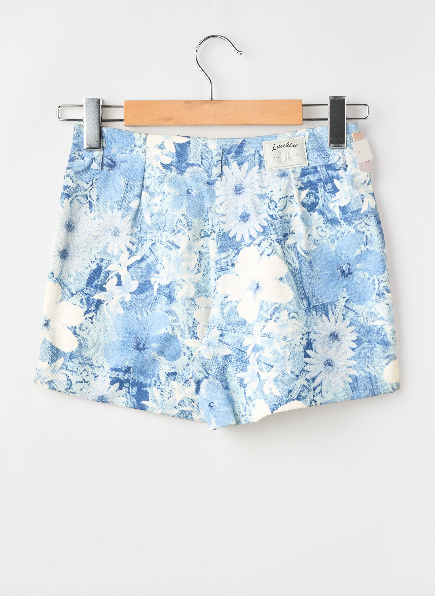 Short tissage denim taille haute bleu LUCCHINI femme