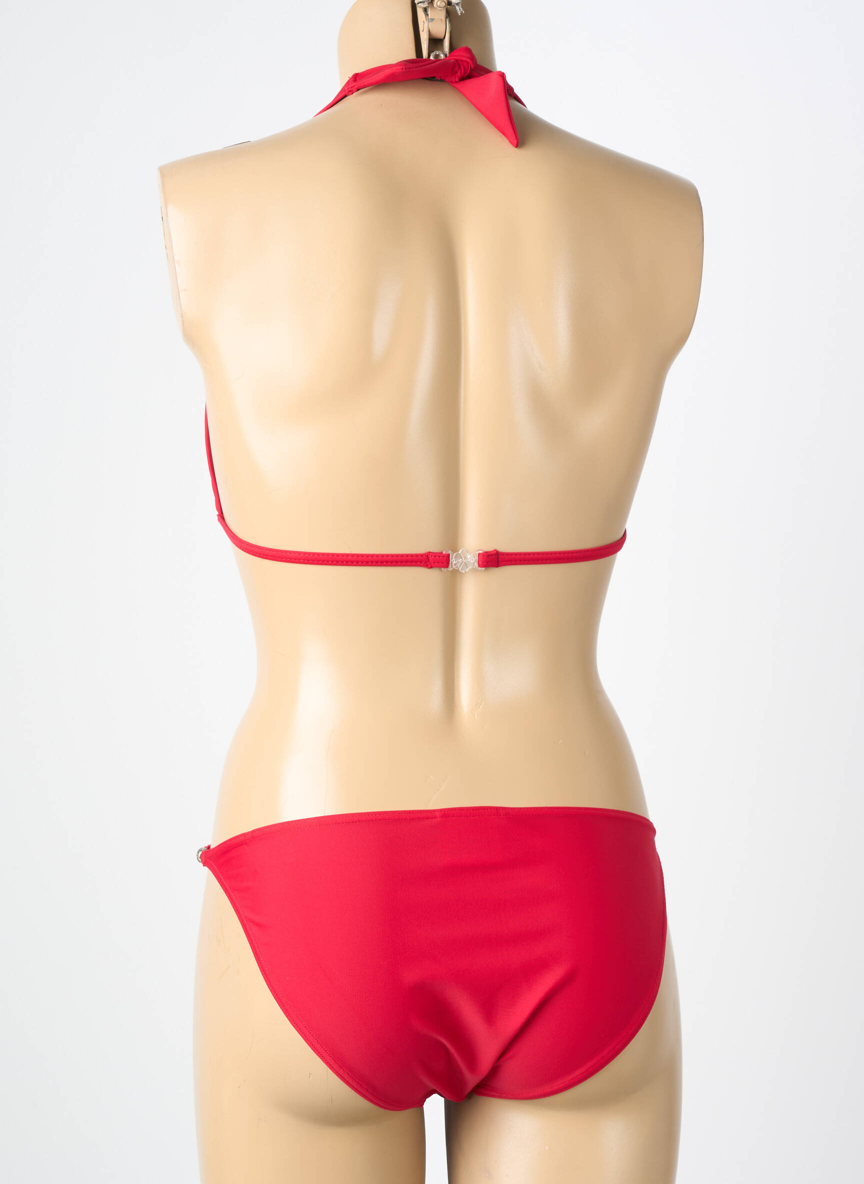 Maillot de bain 2 pièces stretch haut triangles rouge KALAÏS femme