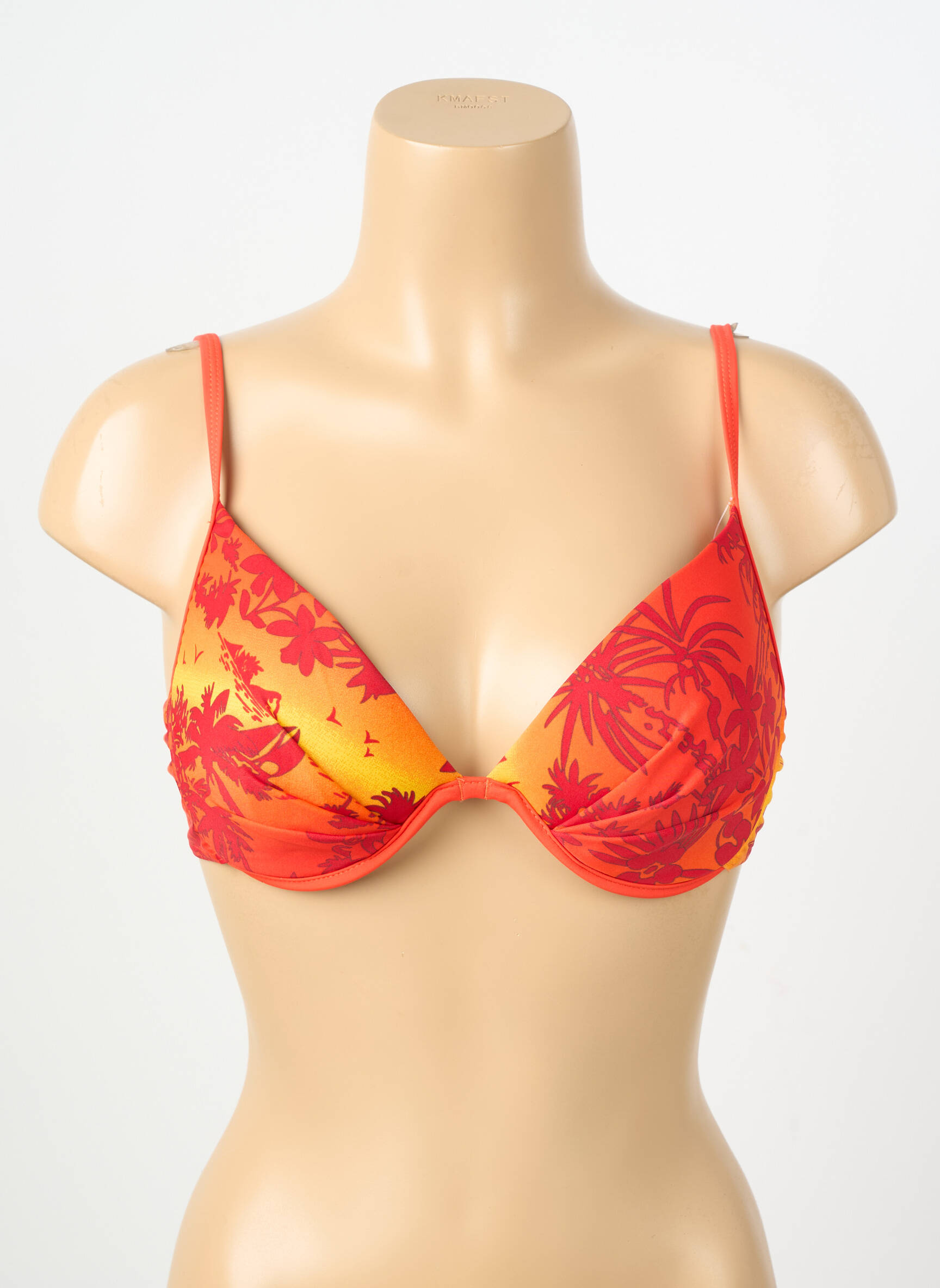 Haut de maillot de bain stretch haut soutien-gorge moulé orange KALAÏS femme