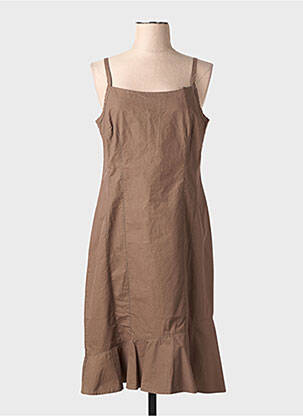 Robe courte coupe évasée fines bretelles marron LUCCHINI femme