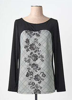 Top manches longues manches longues noir QUATRE VINGT JOURS femme