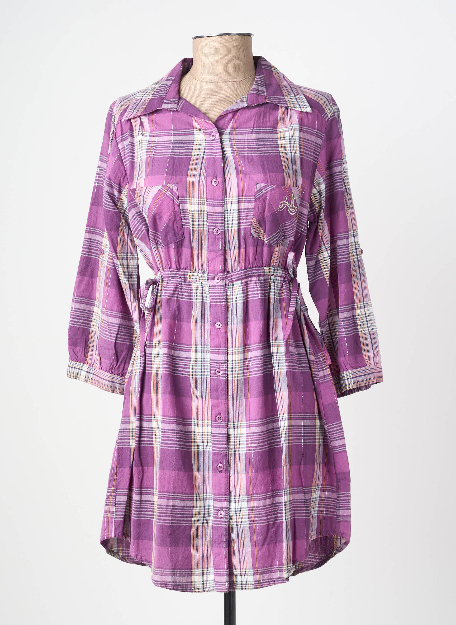 Robe courte manches longues manches longues violet KALAI femme