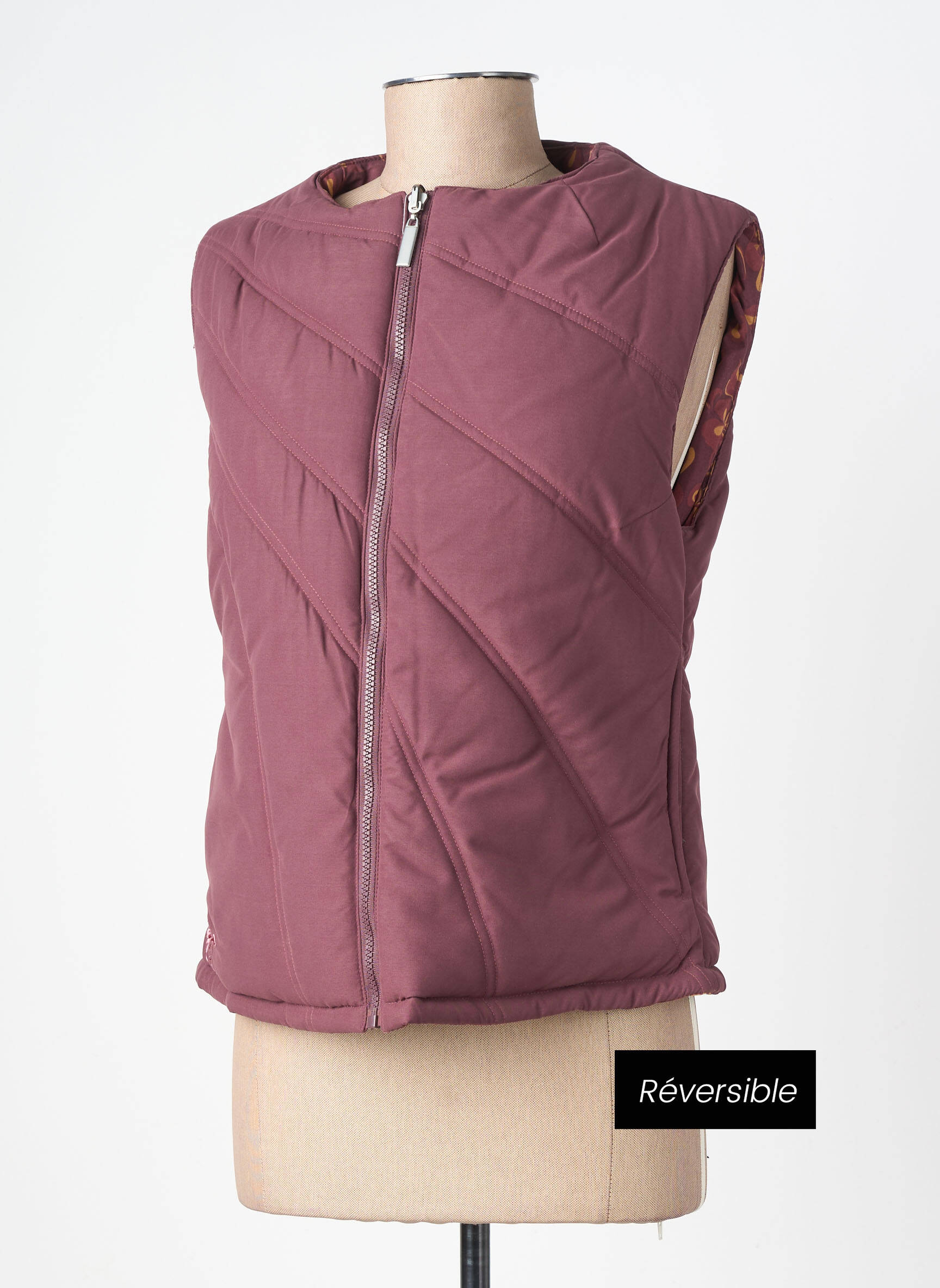 Doudoune fermeture zippée sur le devant sans capuche violet S femme