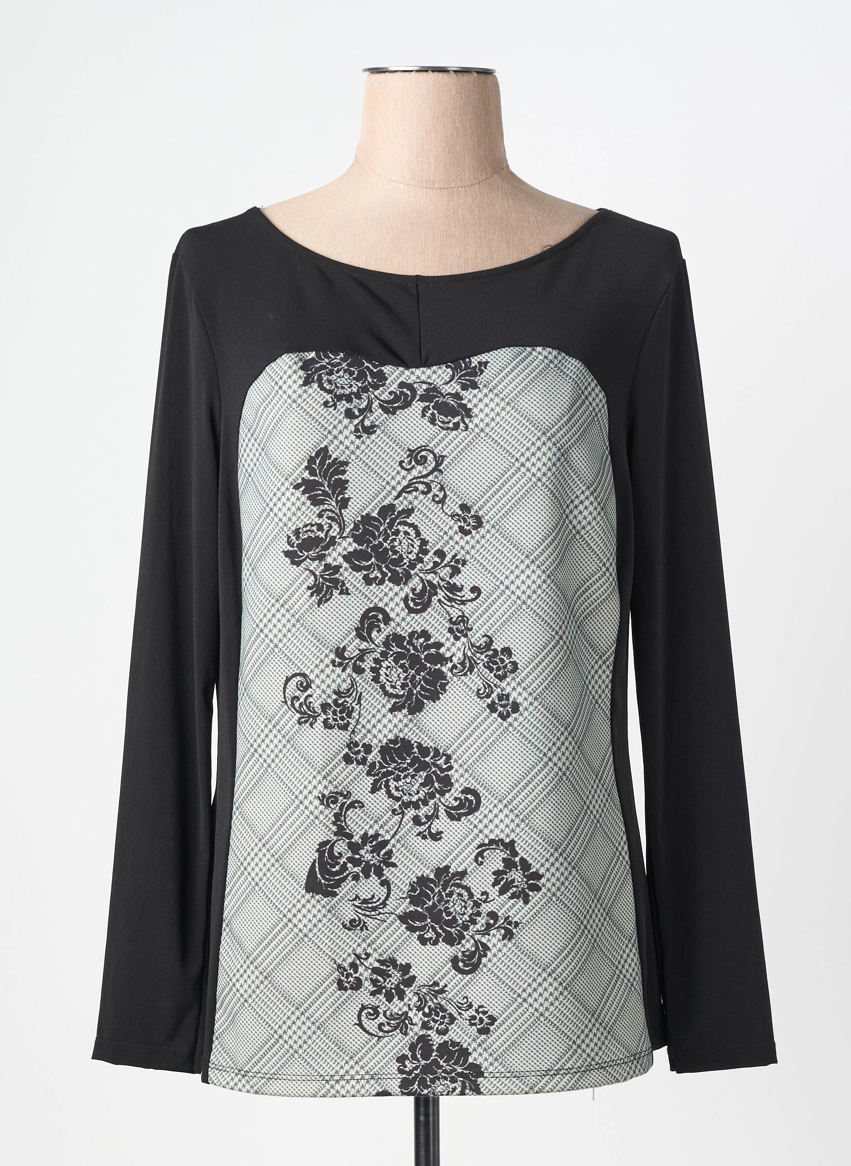 Top manches longues manches longues noir QUATRE VINGT JOURS femme