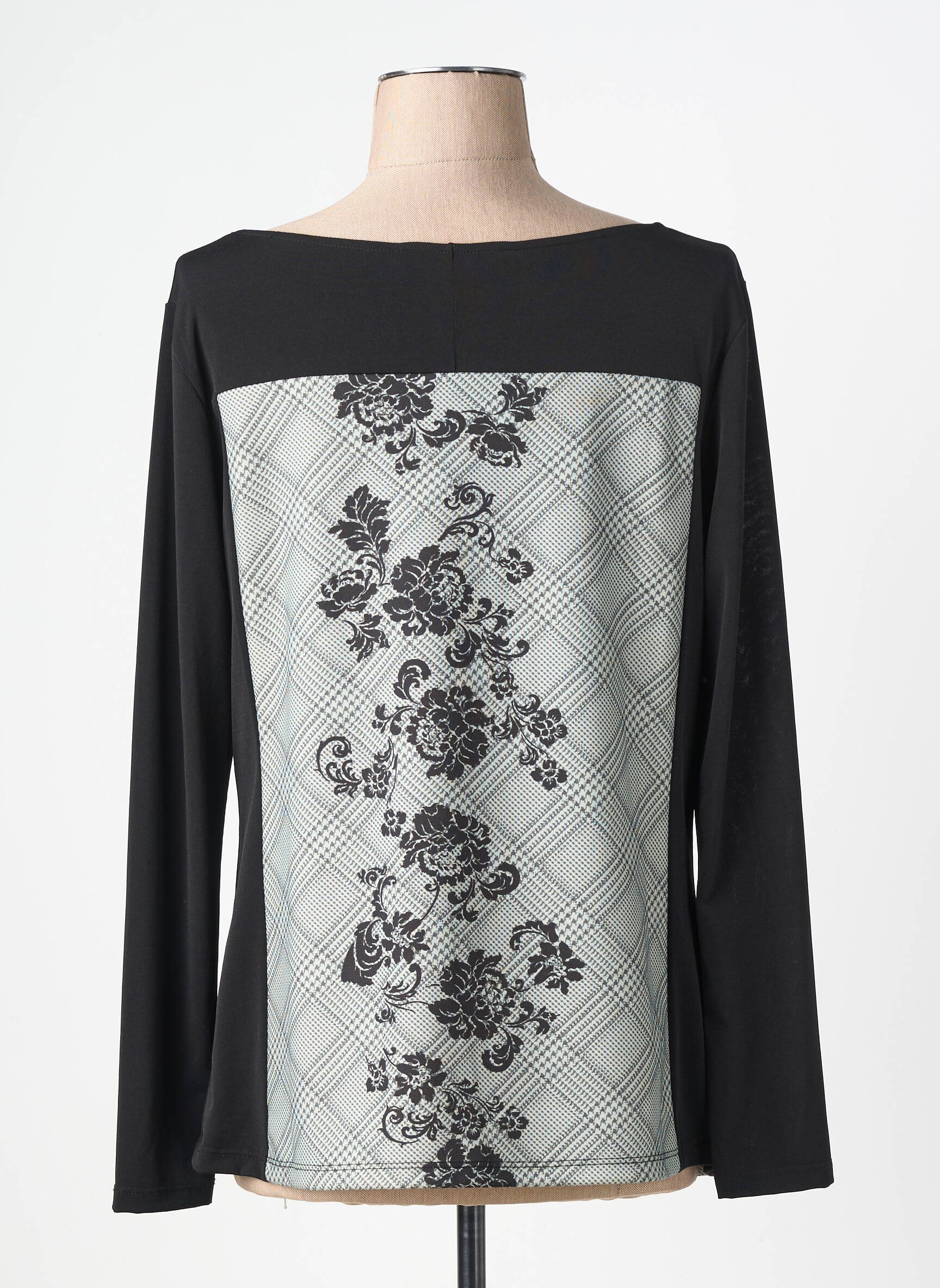 Top manches longues manches longues noir QUATRE VINGT JOURS femme