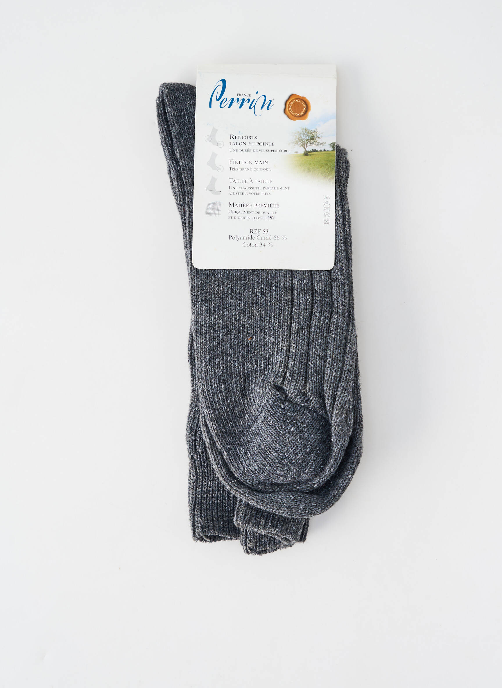 Chaussettes stretch gris PERRIN homme