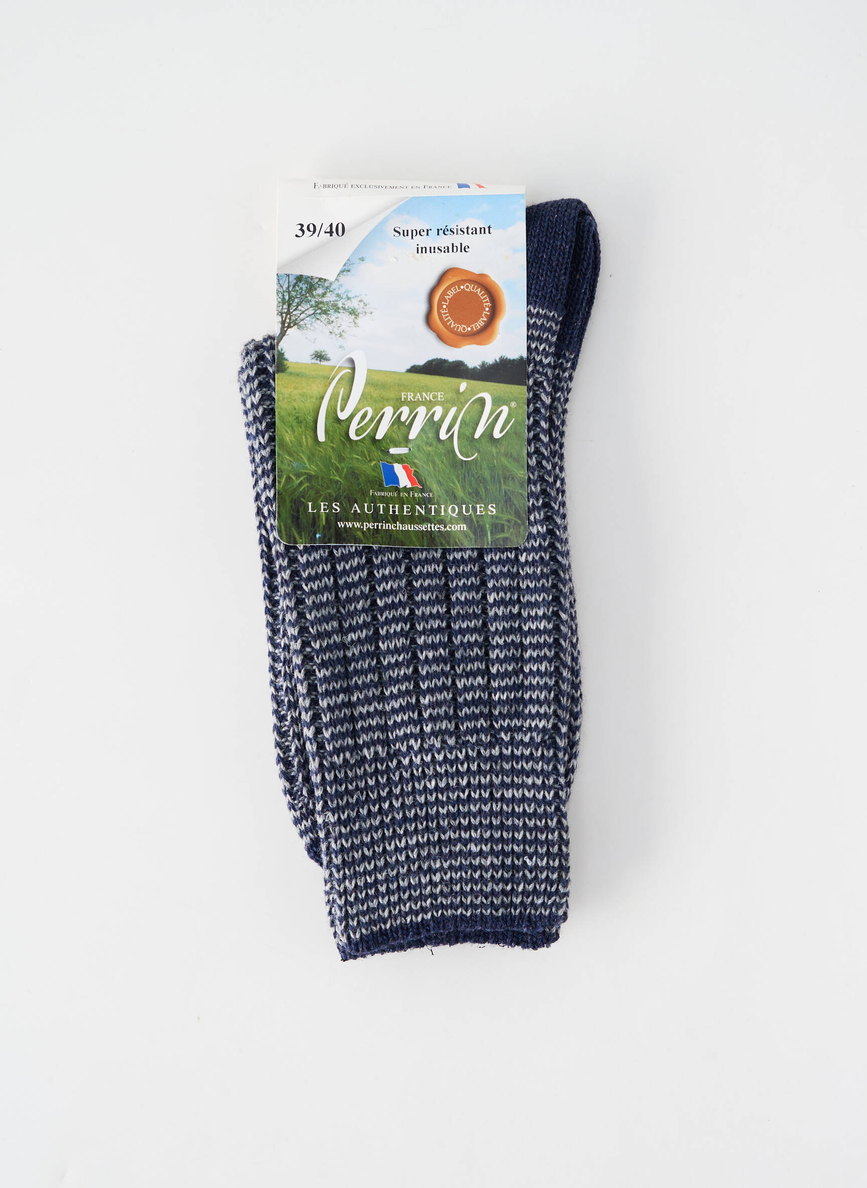 Chaussettes stretch bleu PERRIN homme