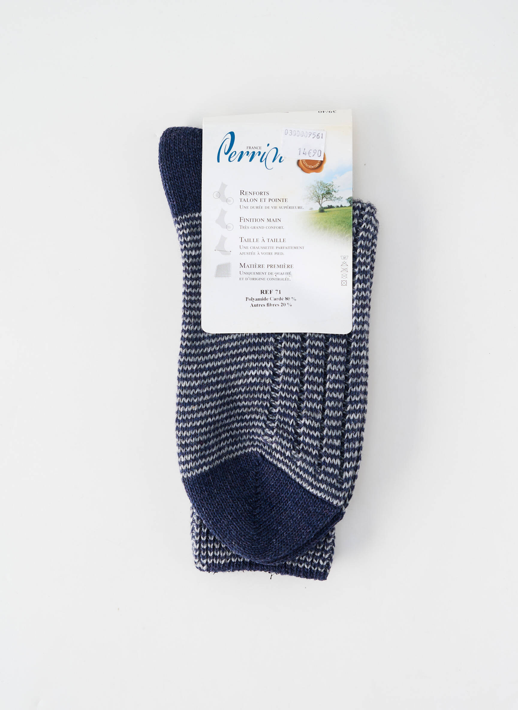 Chaussettes stretch bleu PERRIN homme