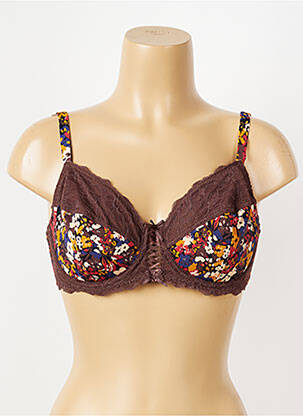Soutien-gorge effet matière satinée haut soutien-gorge emboitant marron PIEGE femme