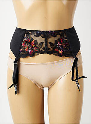 Guêpière/porte-jarretelle effet matière satinée noir FANTASIE femme