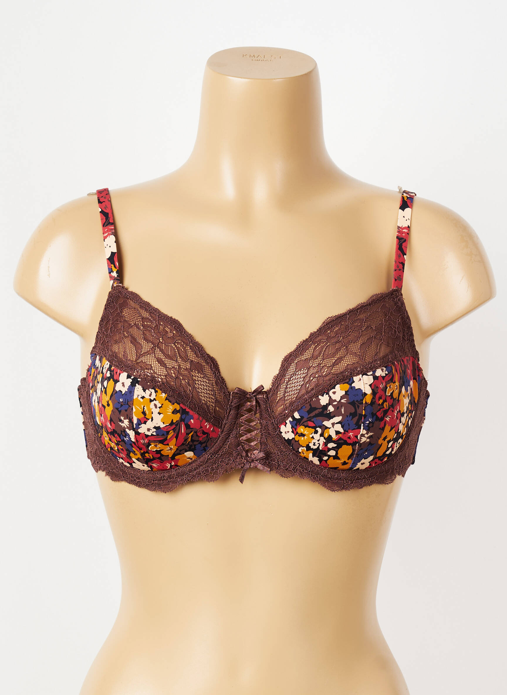 Soutien-gorge effet matière satinée haut soutien-gorge emboitant marron PIEGE femme