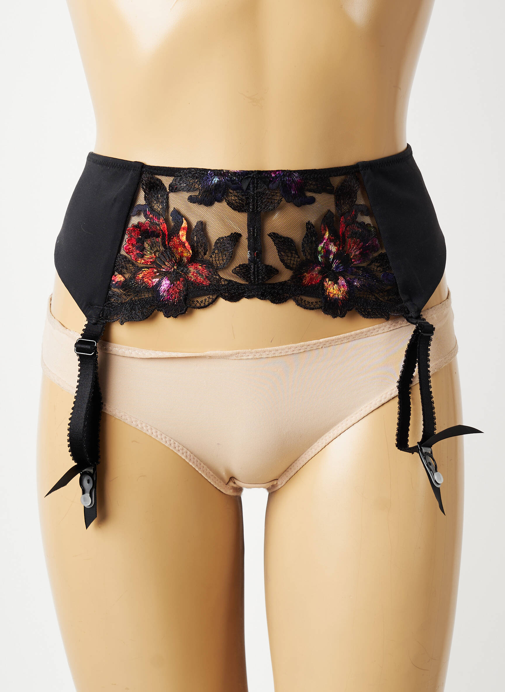 Guêpière/porte-jarretelle effet matière satinée noir FANTASIE femme