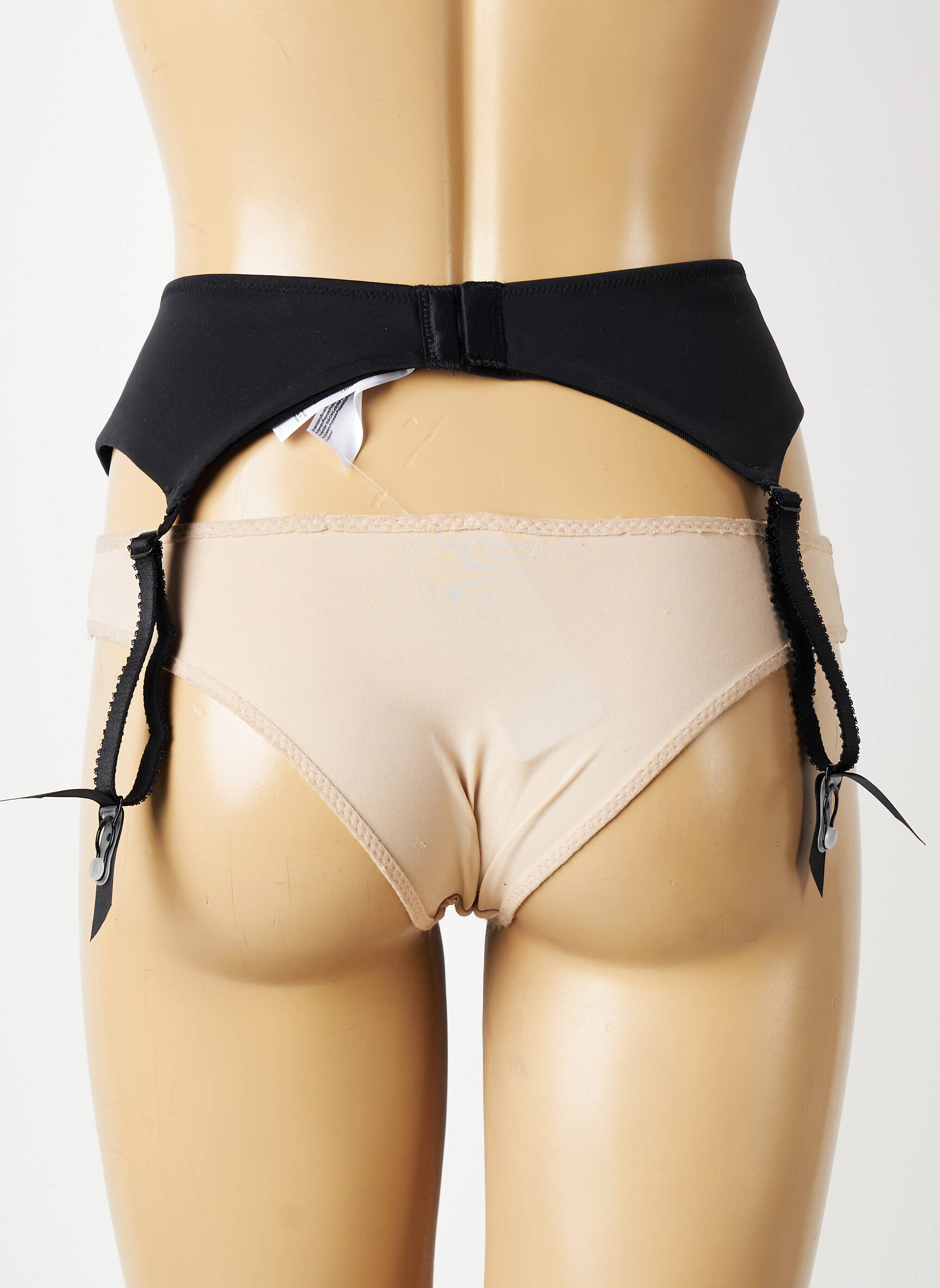 Guêpière/porte-jarretelle effet matière satinée noir FANTASIE femme