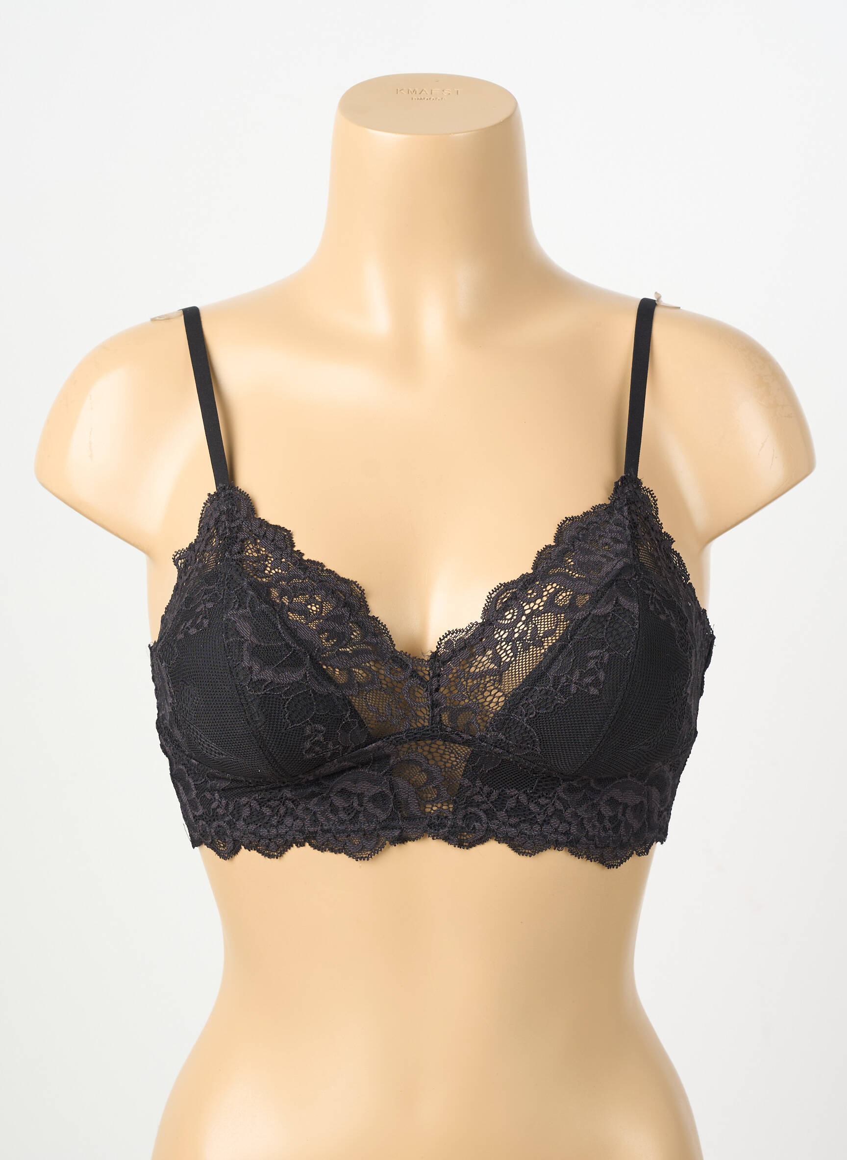 Soutien-gorge sans armature haut soutien-gorge avec mousse de rembourrage amovible noir JANIRA femme