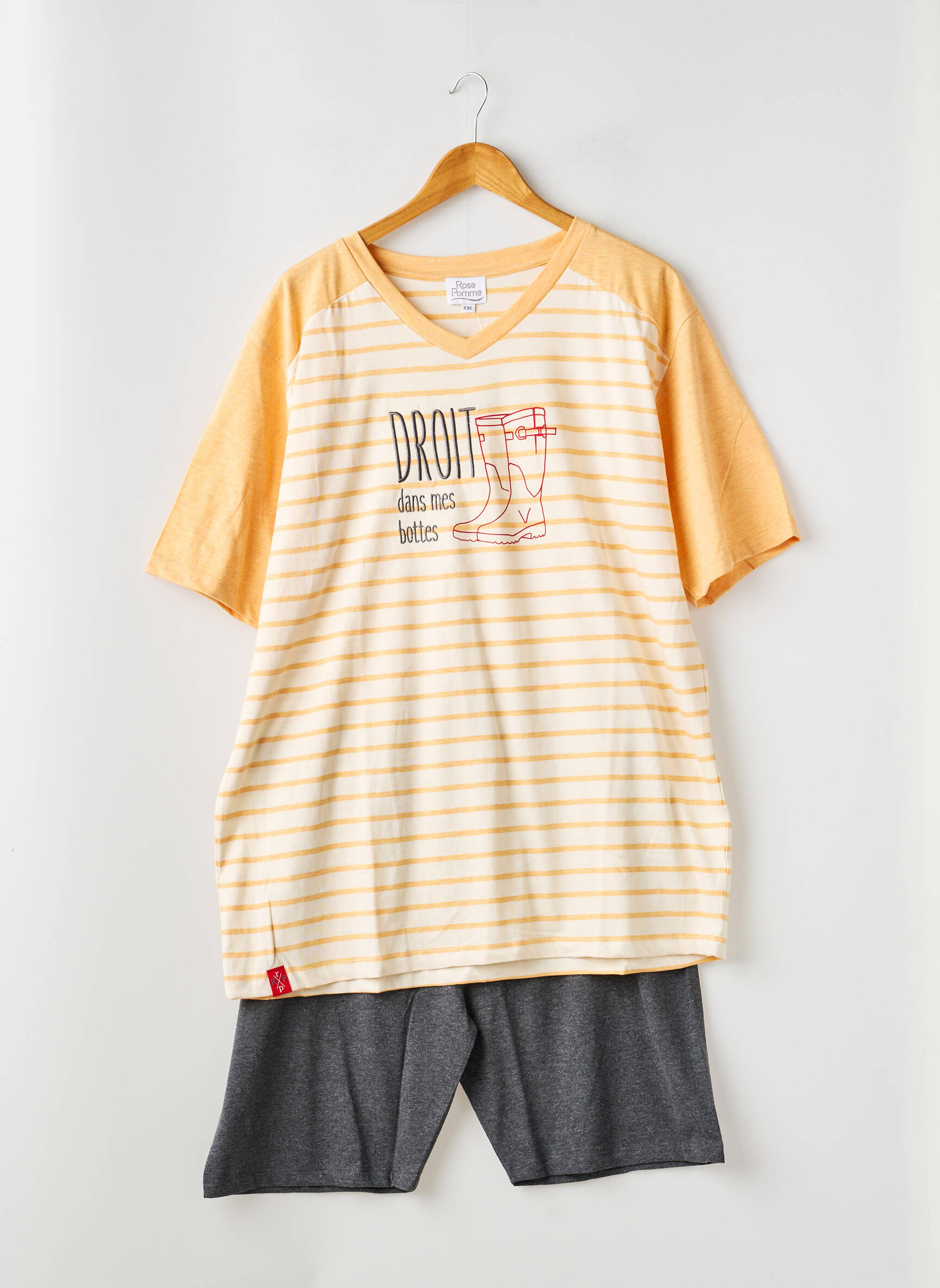 Pyjashort imprimé rayures orange ROSE POMME homme