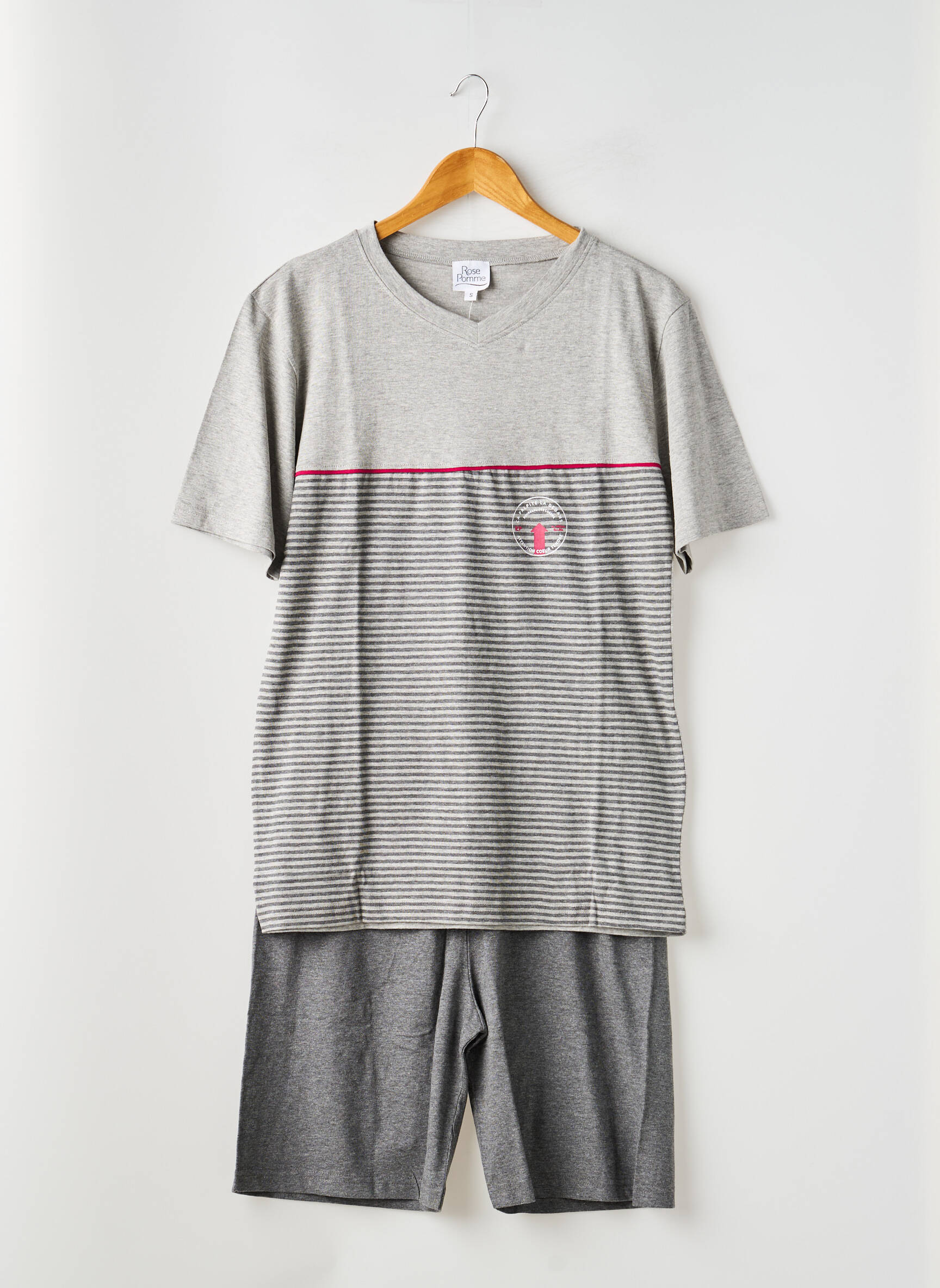 Pyjashort imprimé rayures gris ROSE POMME homme
