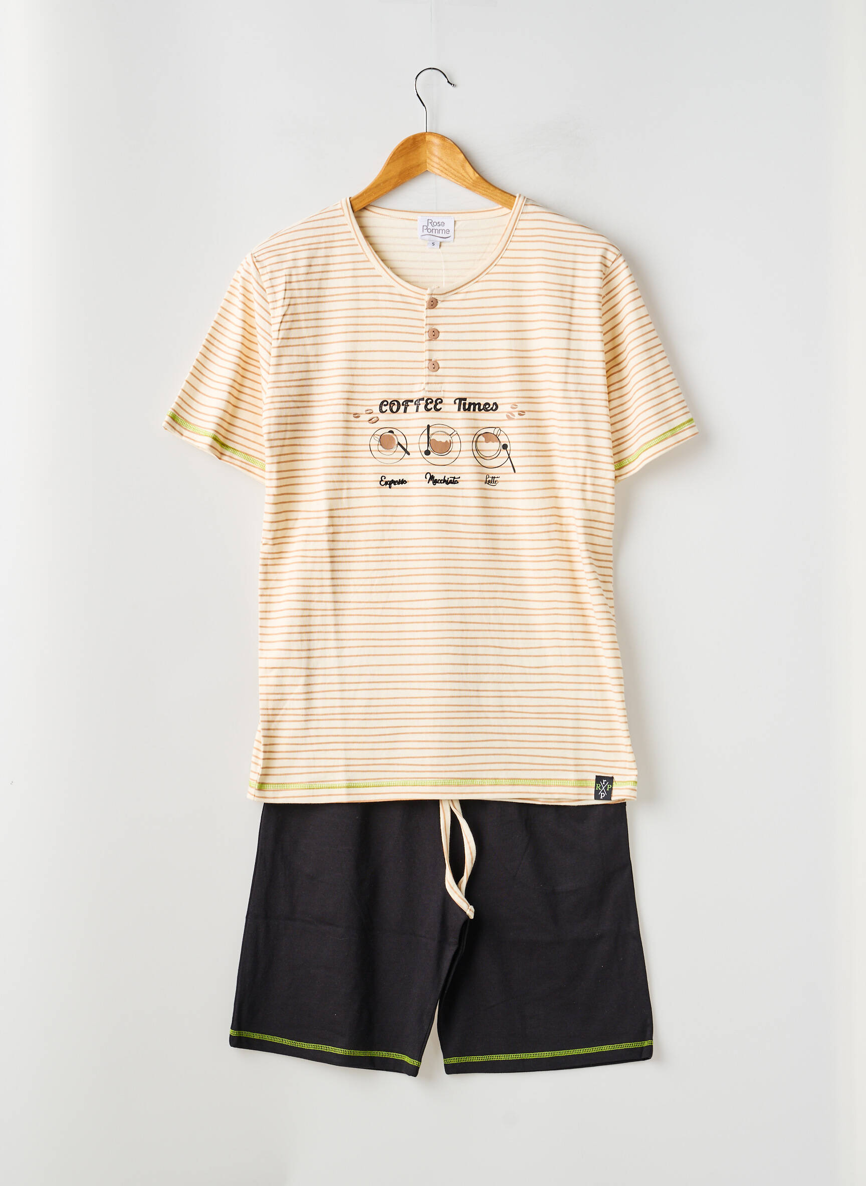 Pyjashort imprimé rayures beige ROSE POMME homme