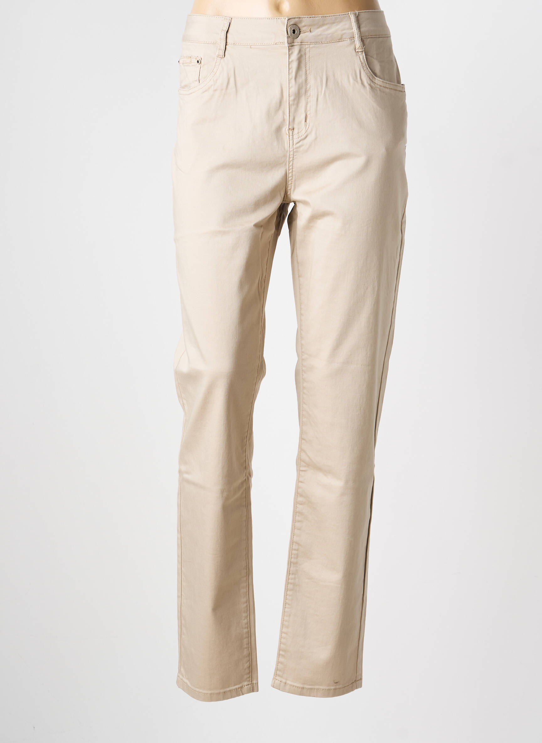 Pantalon slim stretch taille normale beige YZY femme
