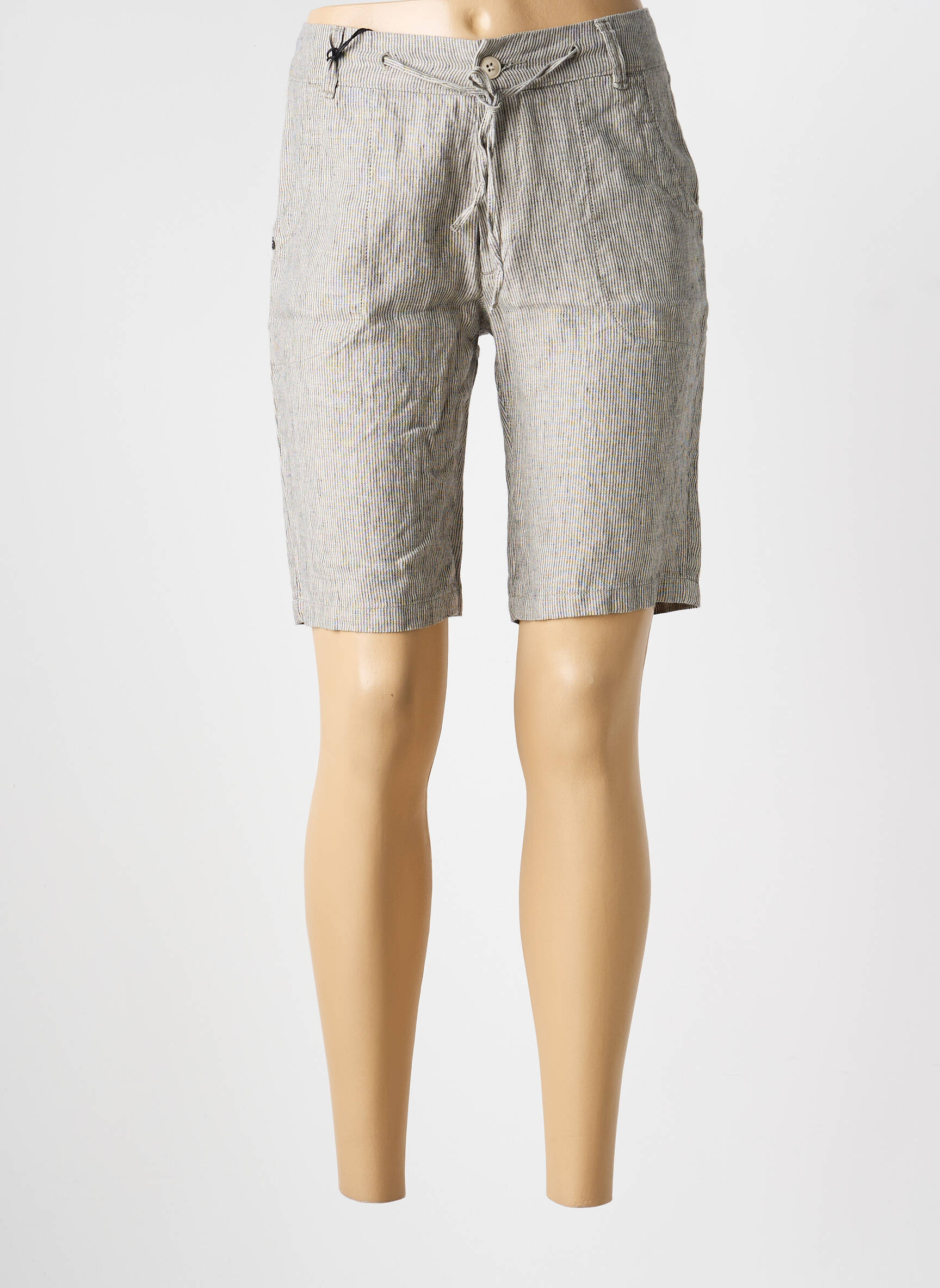 Bermuda tissage popeline taille normale beige IMPAQT femme