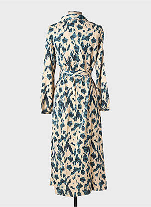 Robe longue imprimé fantaisie manches longues beige AKOZ DE TOI femme