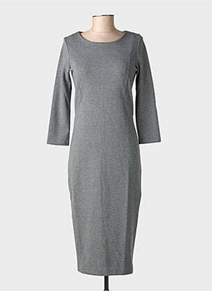 Robe mi-longue manches longues manches longues gris YAYA femme