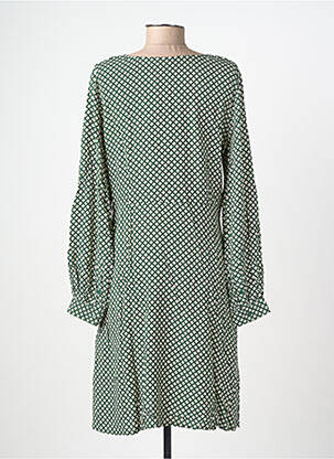 Robe courte coupe évasée manches longues vert ICHI femme