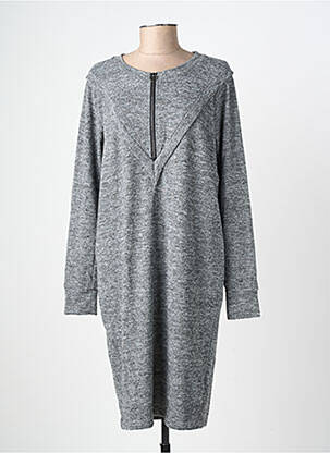 Robe pull coupe droite manches longues gris ICHI femme