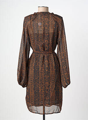 Robe courte manches longues manches longues marron ICHI femme