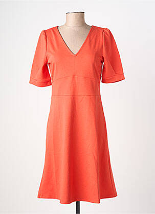 Robe mi-longue manches courtes manches courtes orange ICHI femme
