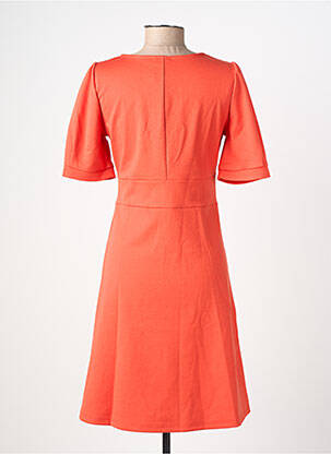 Robe mi-longue manches courtes manches courtes orange ICHI femme