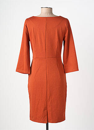Robe mi-longue manches 3/4 manches 3/4 orange ICHI femme