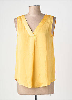 Top coupe fluide sans manche jaune ICHI femme