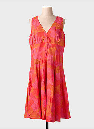 Robe mi-longue imprimé fantaisie sans manche rouge KALI YOG femme