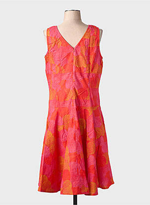 Robe mi-longue imprimé fantaisie sans manche rouge KALI YOG femme