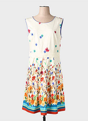 Robe mi-longue imprimé fantaisie sans manche beige LE PETIT BAIGNEUR femme