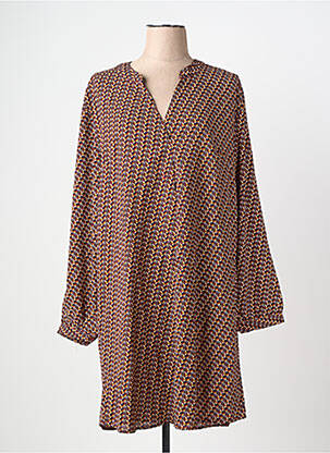 Robe courte coupe évasée manches longues marron CHRISTY femme