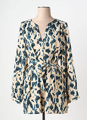 Robe courte coupe fluide manches longues vert AKOZ DE TOI femme