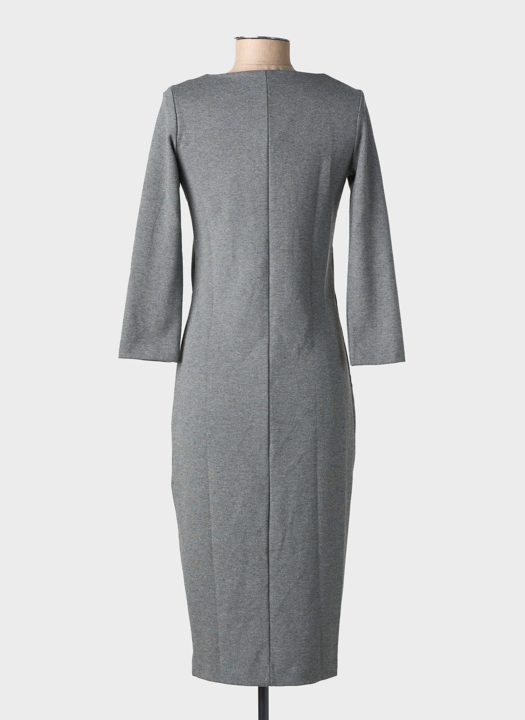 Robe mi-longue manches longues manches longues gris YAYA femme