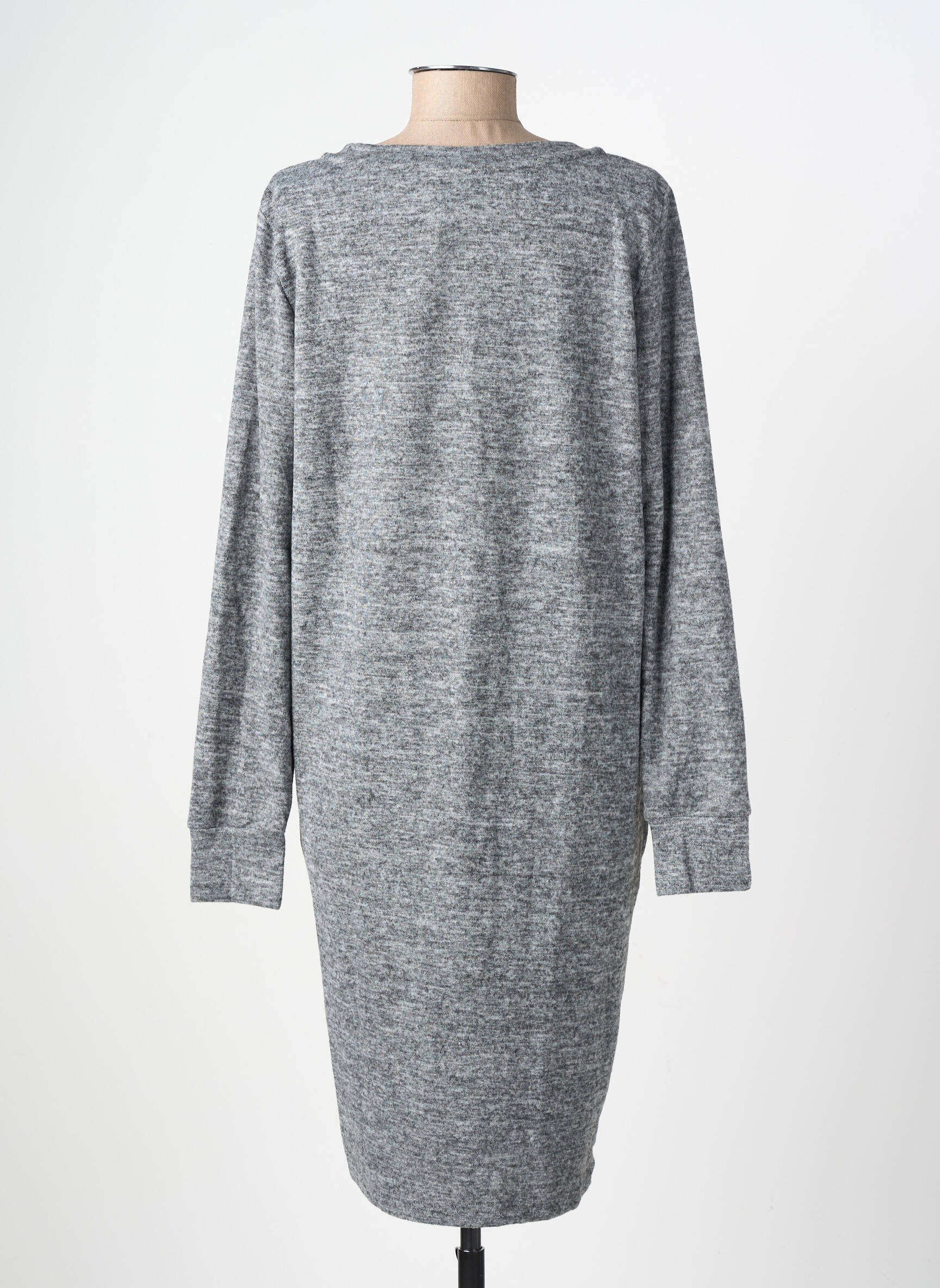 Robe pull coupe droite manches longues gris ICHI femme
