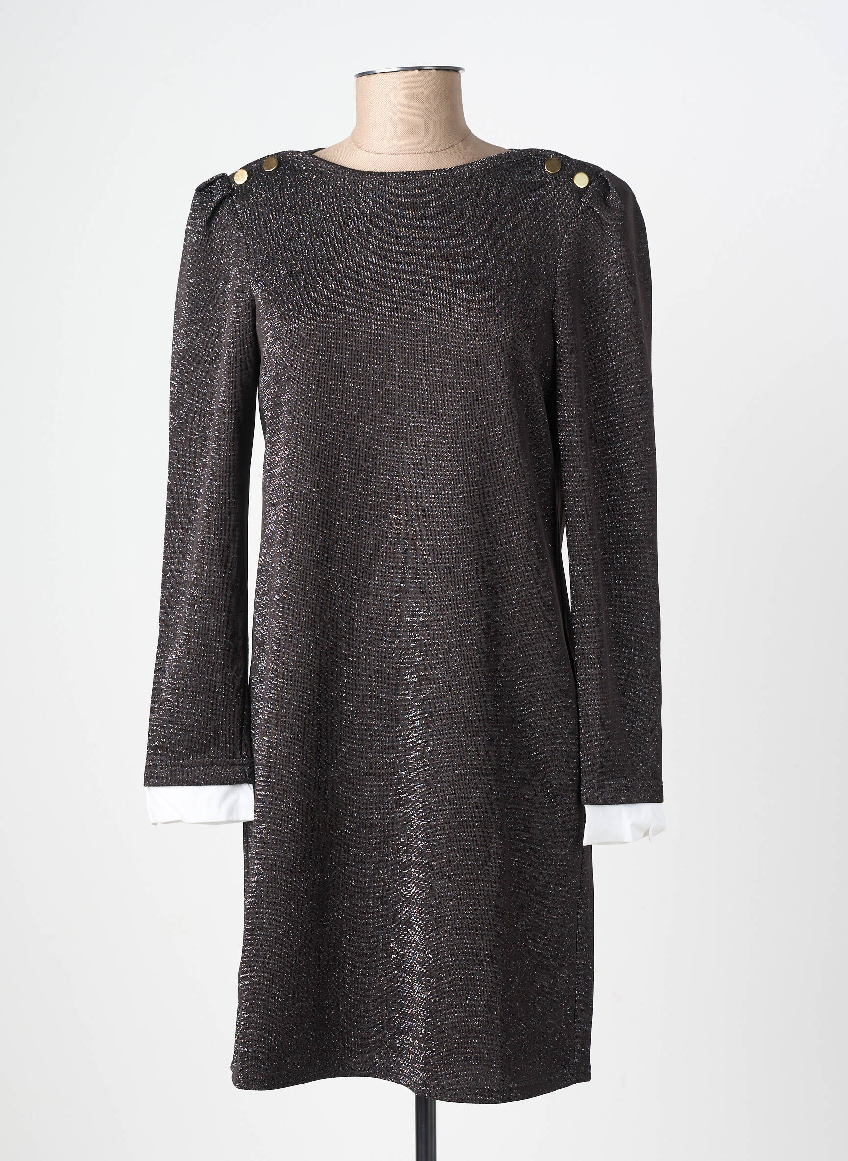 Robe courte manches longues manches longues noir EMA BLUE'S femme