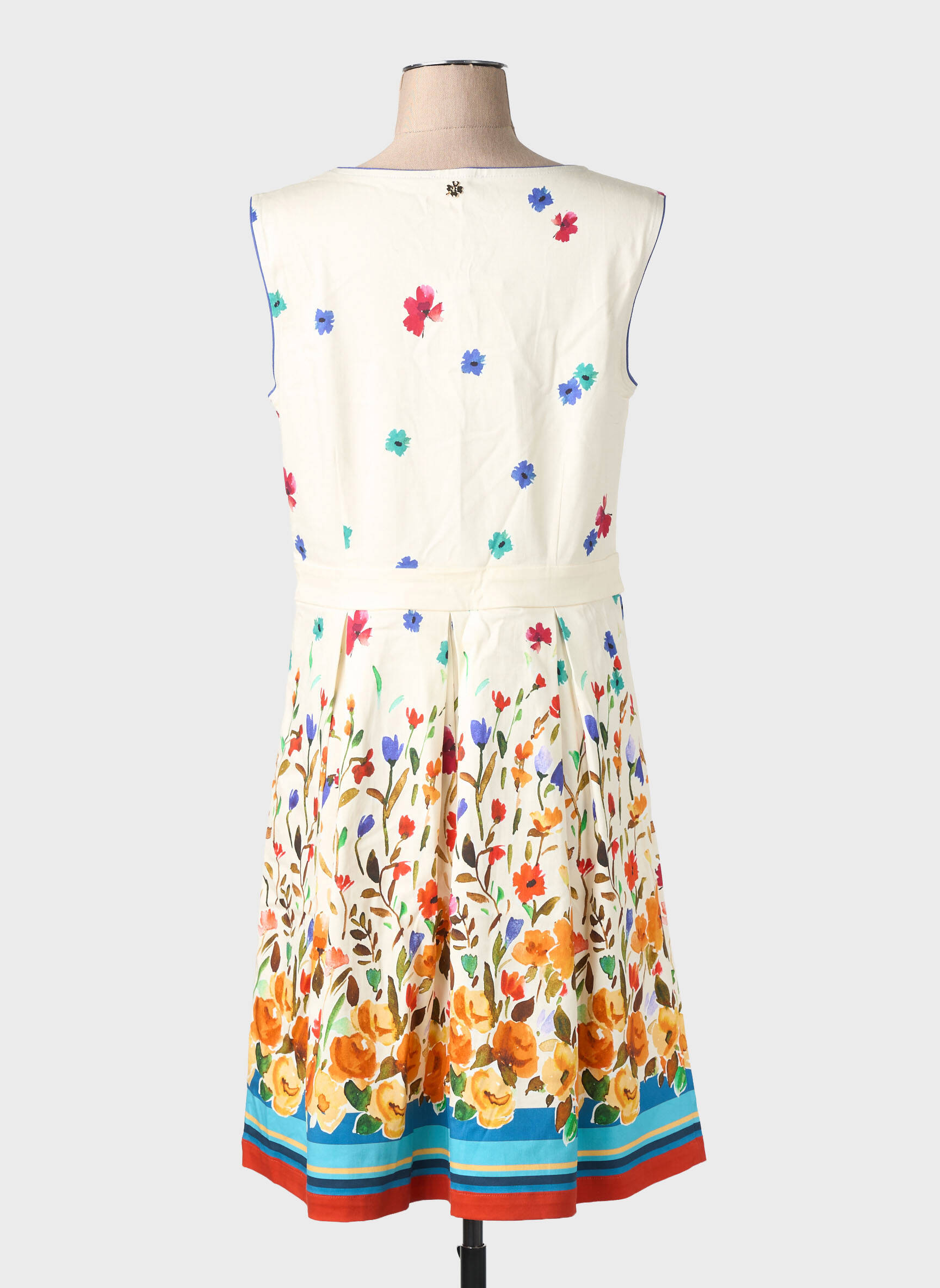 Robe mi-longue imprimé fantaisie sans manche beige LE PETIT BAIGNEUR femme