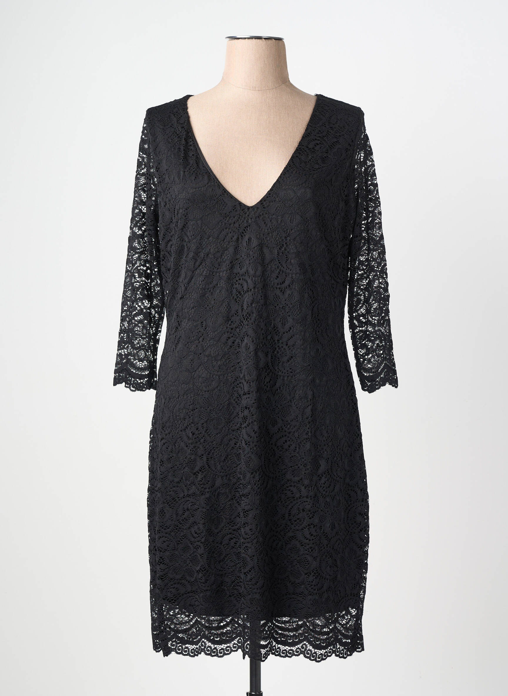 Robe courte manches 3/4 manches 3/4 noir REVD'ELLE femme