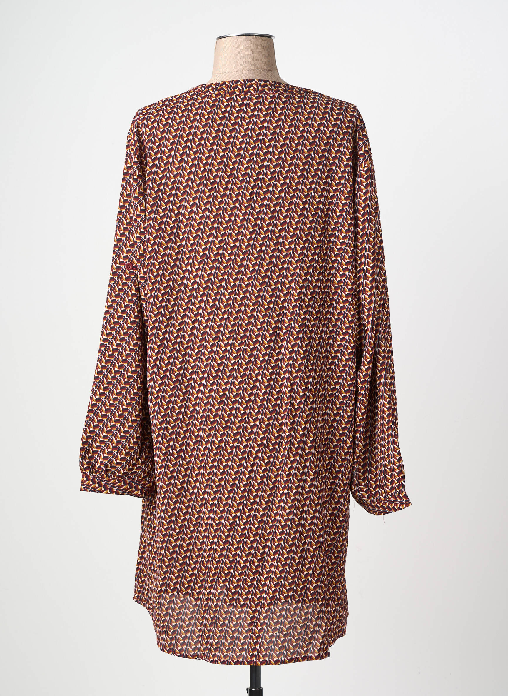Robe courte coupe évasée manches longues marron CHRISTY femme