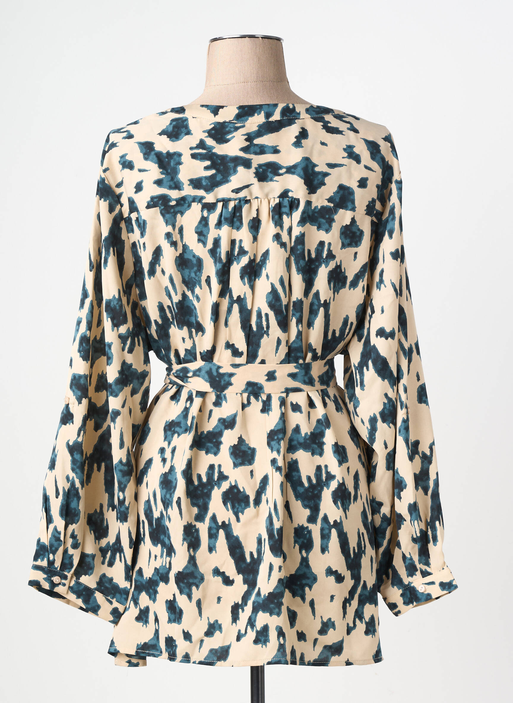 Robe courte coupe fluide manches longues vert AKOZ DE TOI femme