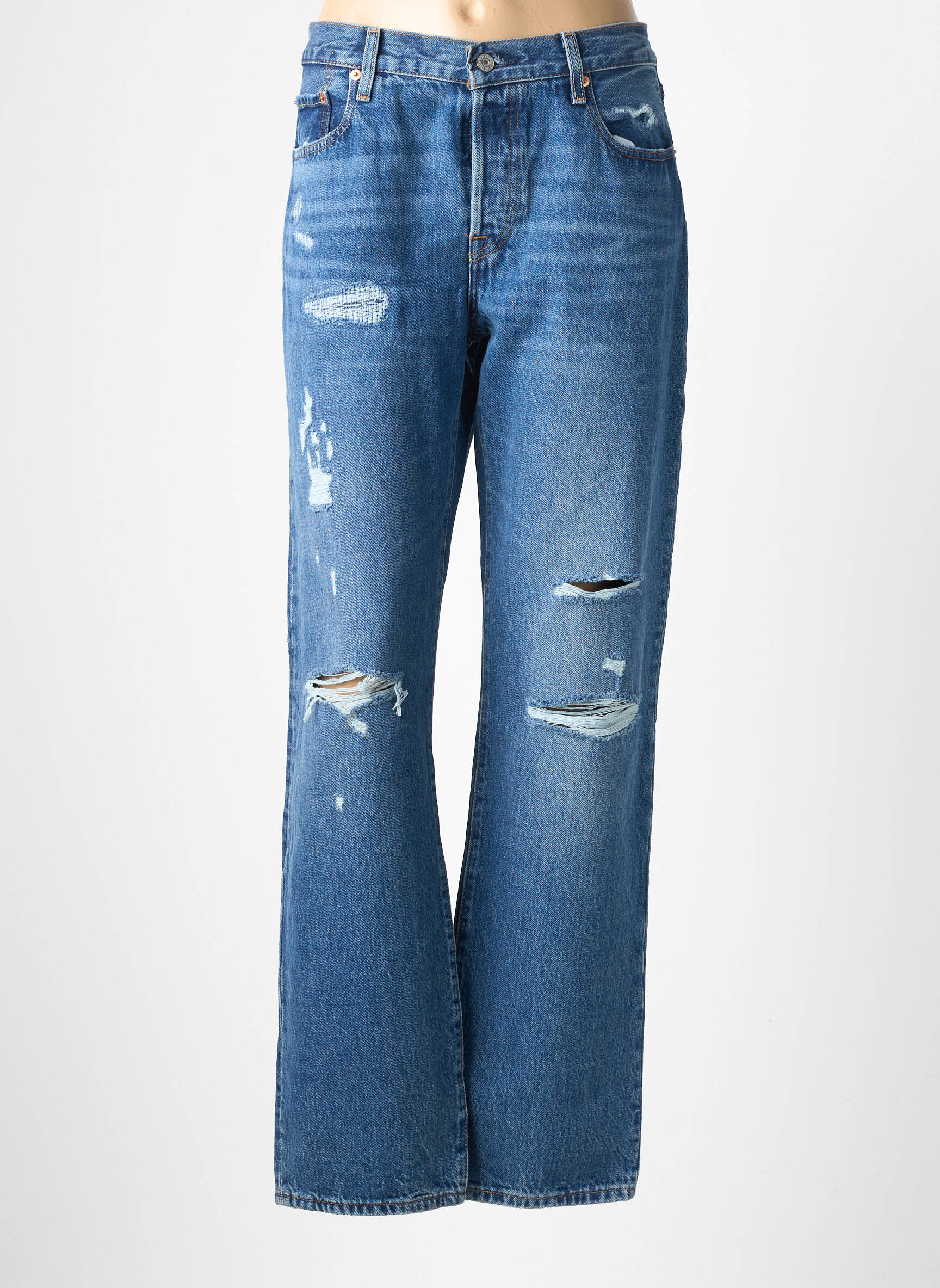 Jeans coupe droite effet usé délavé taille normale bleu LEVI'S femme