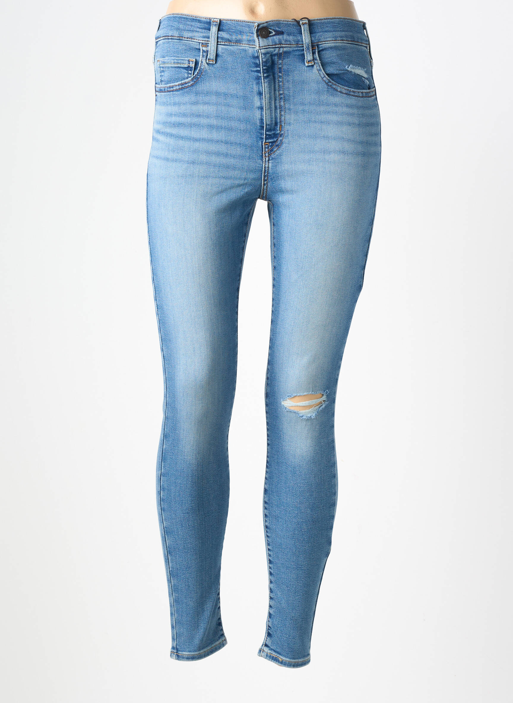 Jeans skinny effet usé délavé taille haute bleu LEVI'S femme