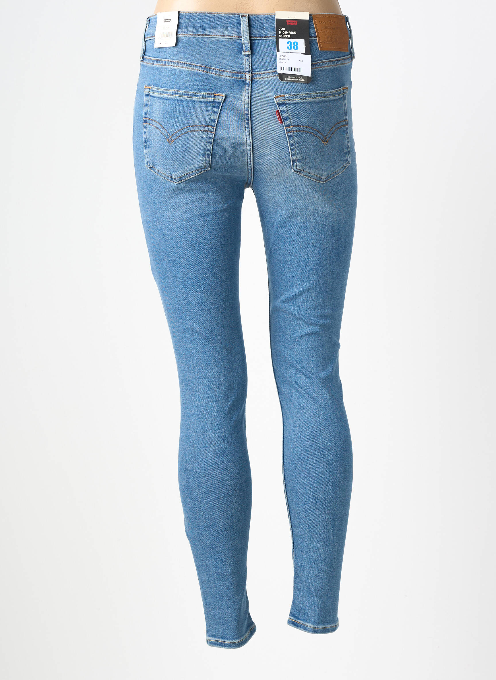 Jeans skinny effet usé délavé taille haute bleu LEVI'S femme