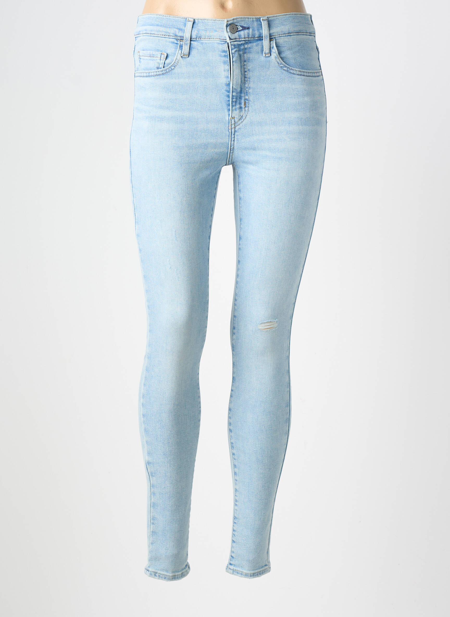 Jeans skinny effet usé délavé taille haute bleu clair LEVI'S femme
